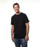 Male model smiling wearing our premium black t-shirt