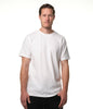 Video of male model entering screen from left wearing our white t-shirt pausing center screen then exiting screen right